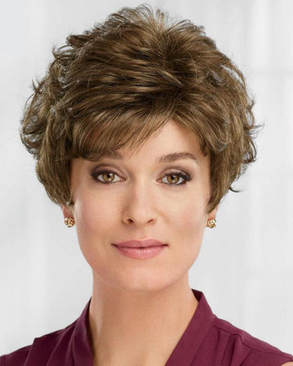 Short Wavy Light Auburn Brown Synthetic Hair Wigs Women Natural