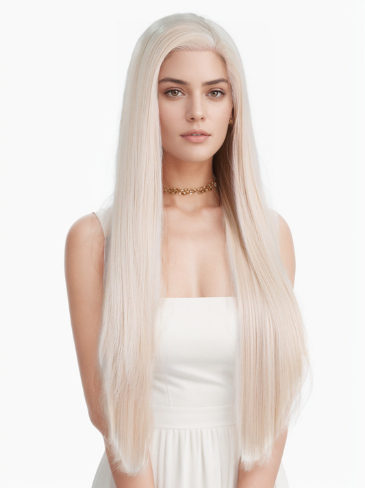 Long Straight Pale Blonde Lace Front Wigs