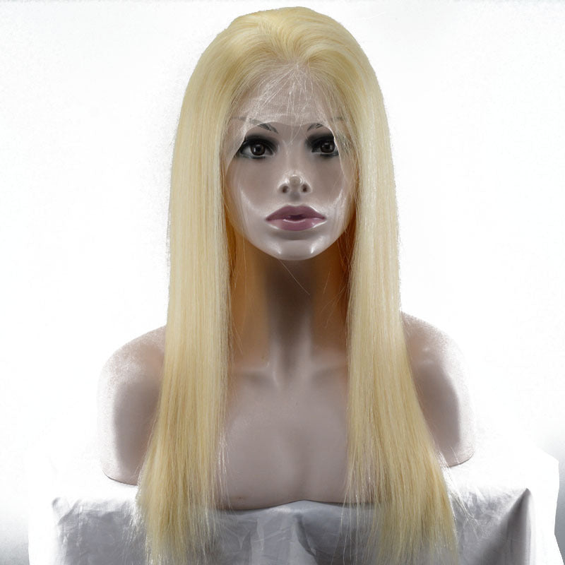 Long Straight Full Lace Human Hair Wigs Blonde #613