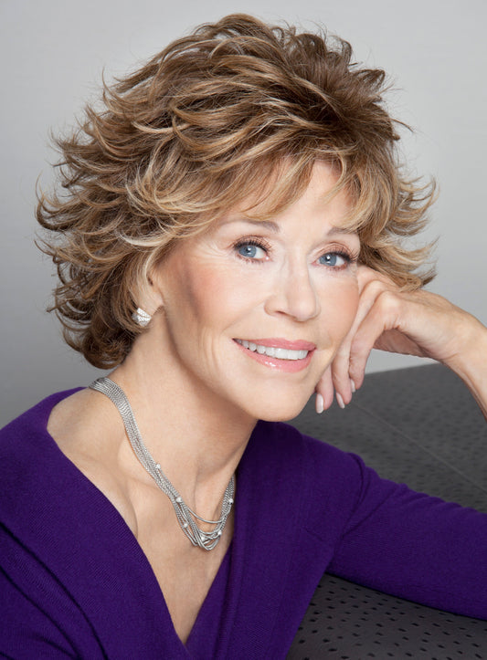 Jane Fonda Haircut Wavy Layered Synthetic Hair Capless Wigs 8 Inches