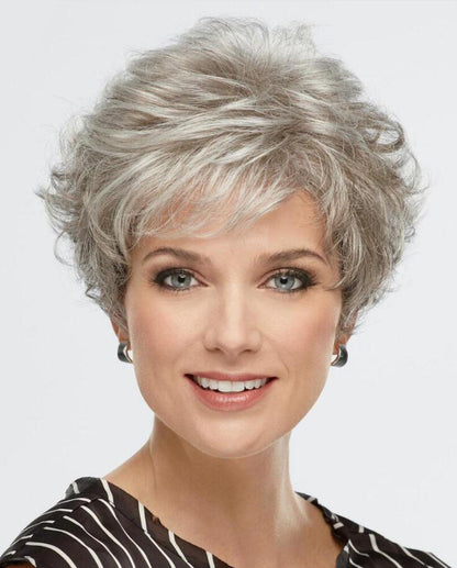 Short Silvery Moon Curly Synthetic Hair Wigs Women 8 Inches