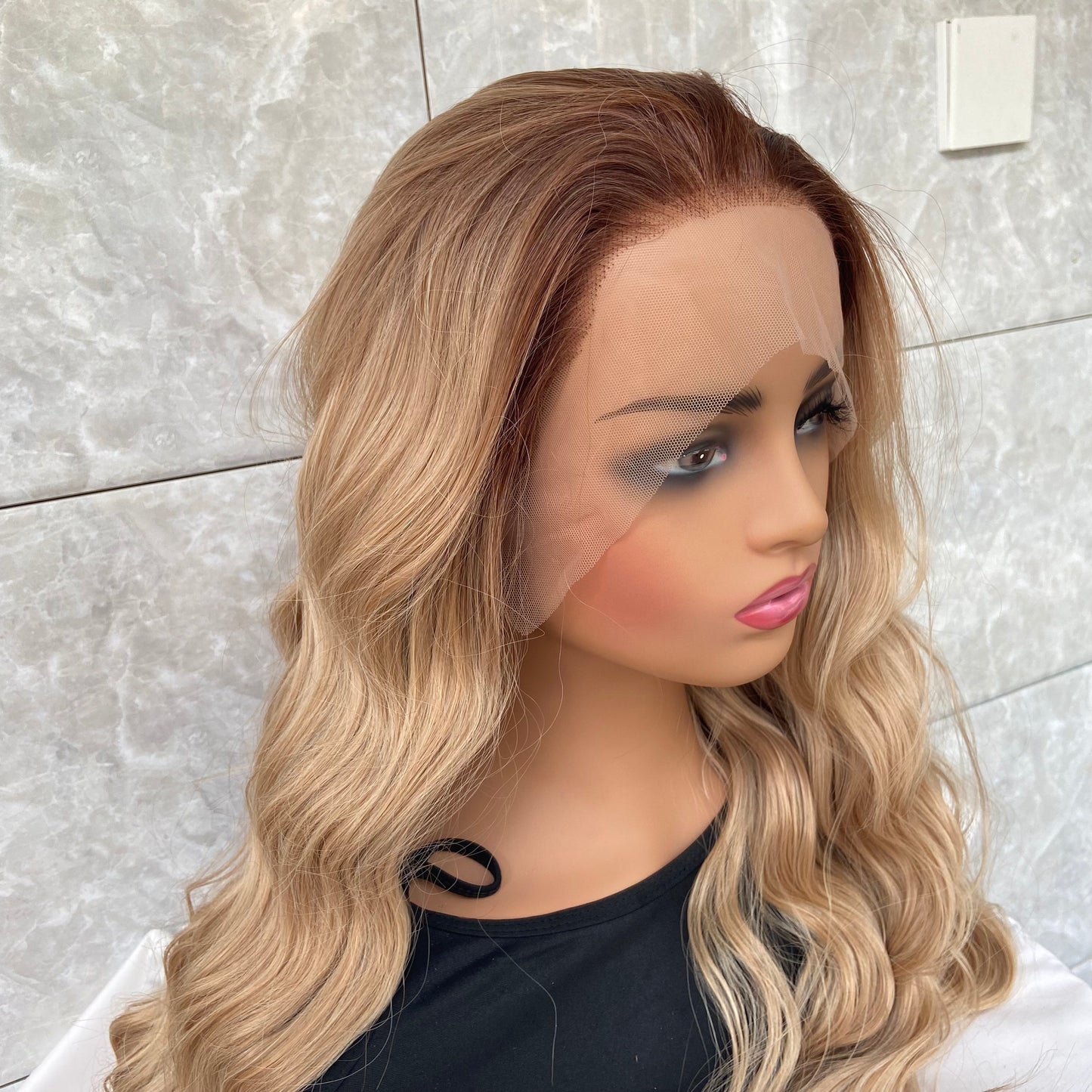 26Inches Long Wavy Rooted-Blonde Full Lace Front Wigs