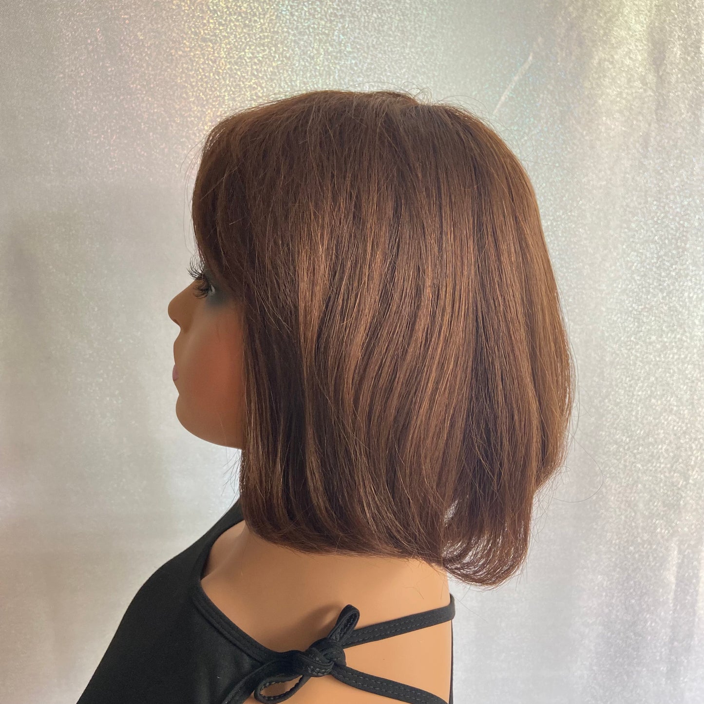 Medium Layered Straight Light Brown Human Hair Wigs