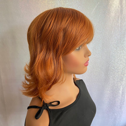 Medium Straight Layered Cut Copper Red Wigs