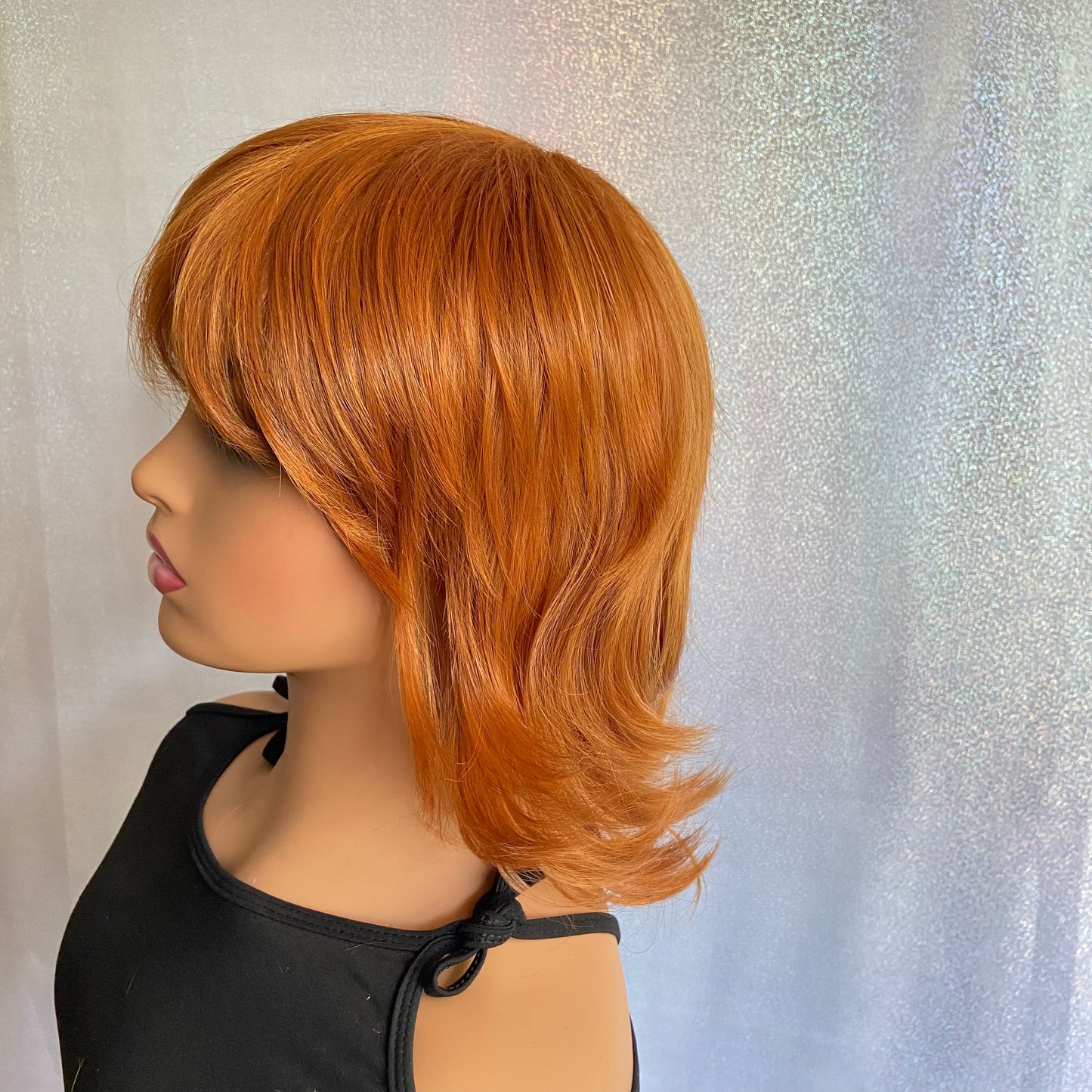 Medium Straight Layered Cut Copper Red Wigs