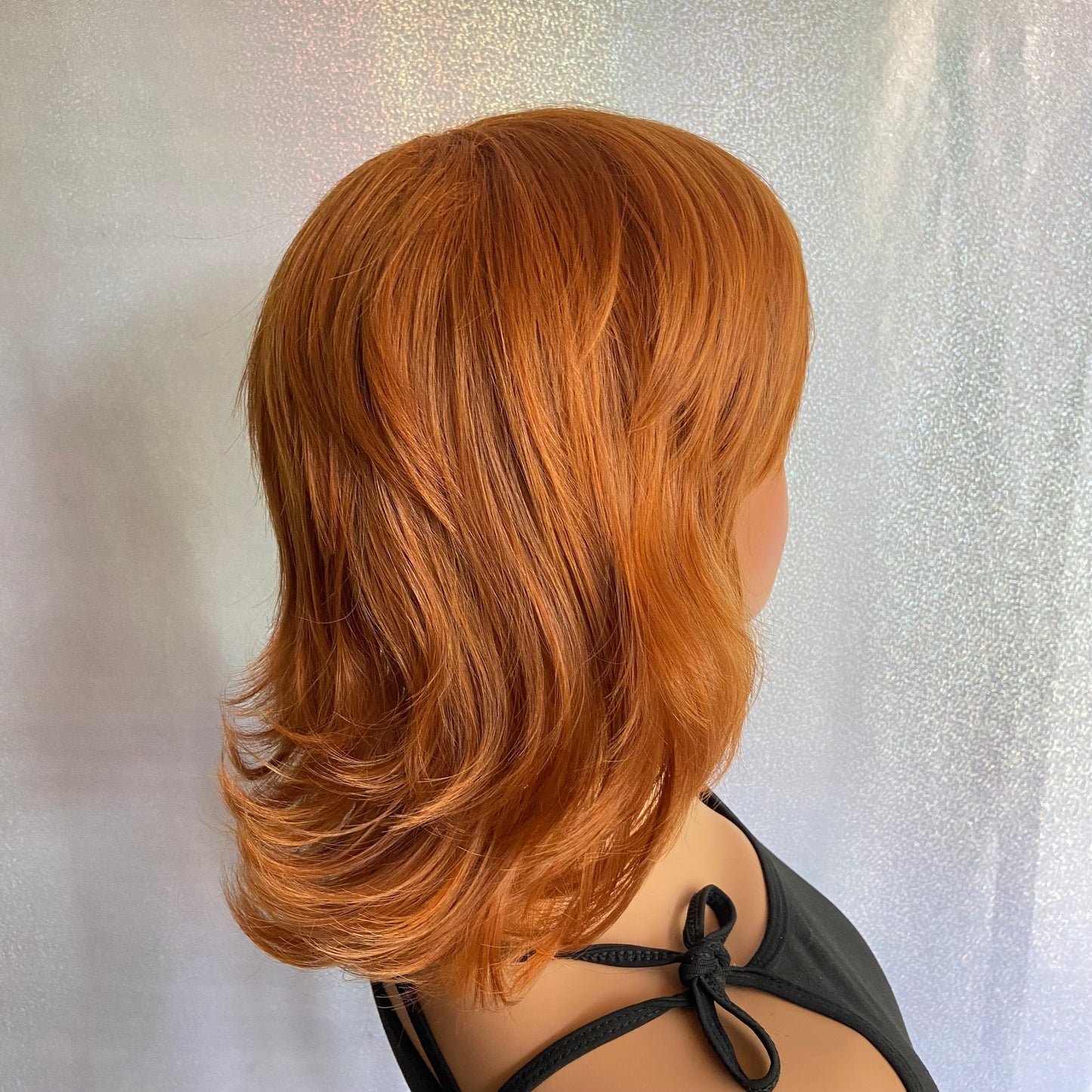 Medium Straight Layered Cut Copper Red Wigs