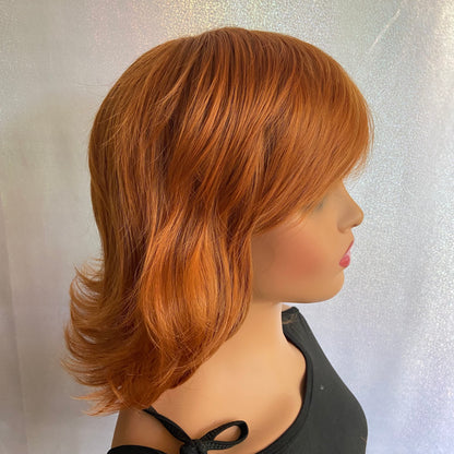 Medium Straight Layered Cut Copper Red Wigs