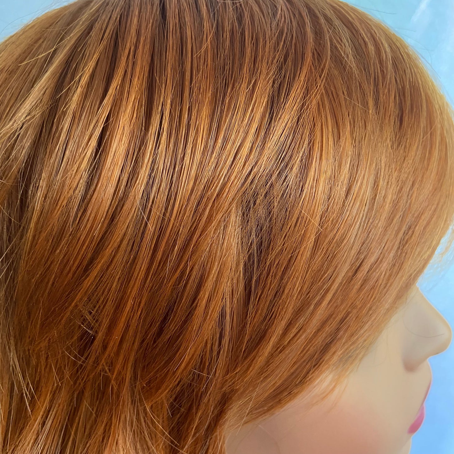 Medium Straight Layered Cut Copper Red Wigs