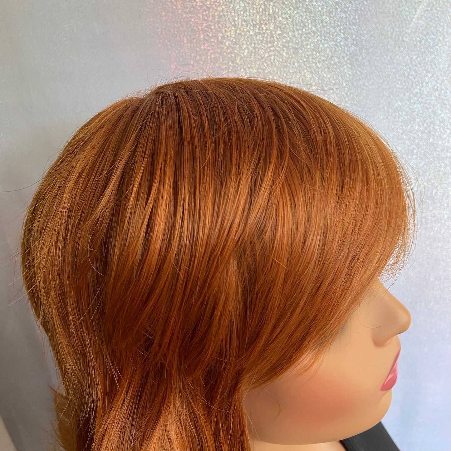 Medium Straight Layered Cut Copper Red Wigs