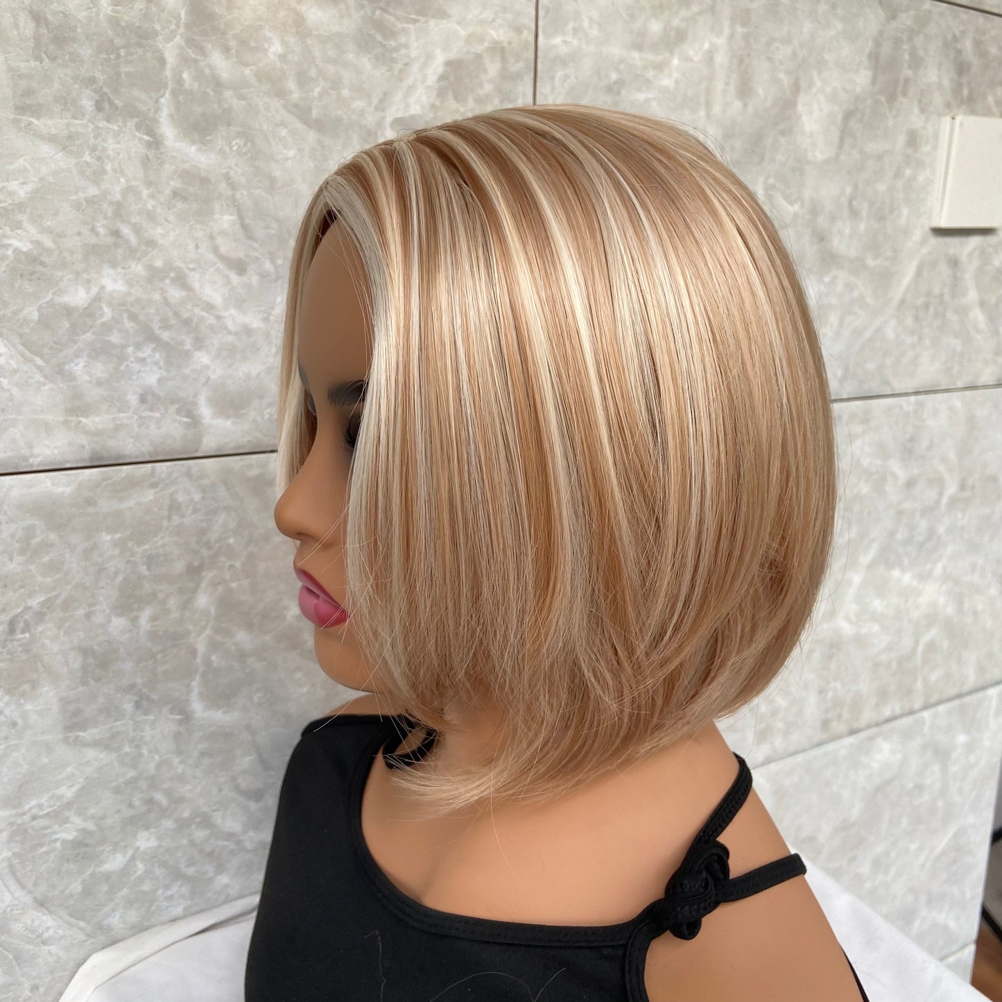 Short Bob Highlight Blonde Mix Wigs Women Soft