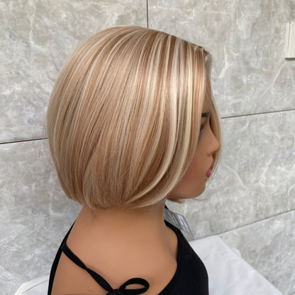 Short Bob Highlight Blonde Mix Wigs Women Soft