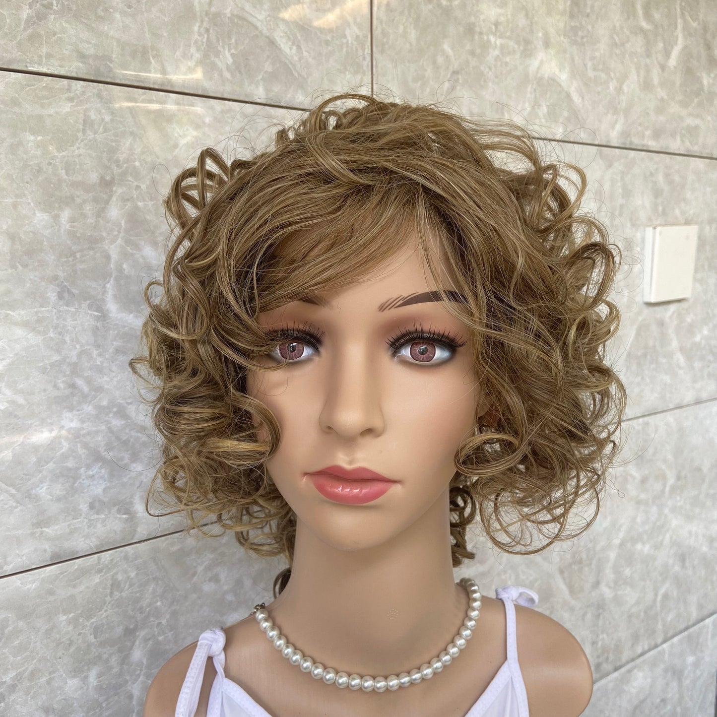 Short Fluffy Curly Synthetic Hair Wigs Women Soft Daily