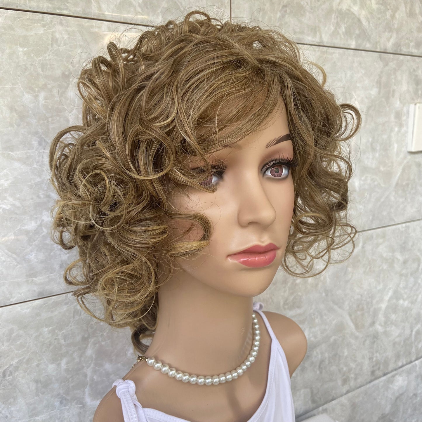 Short Fluffy Curly Synthetic Hair Wigs Women Soft Daily