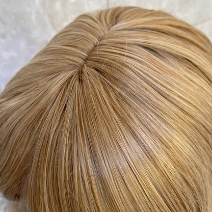 Long Layered Blonde Mix 100% Human Hair Blend Heat Ok Wigs Women Soft Natural