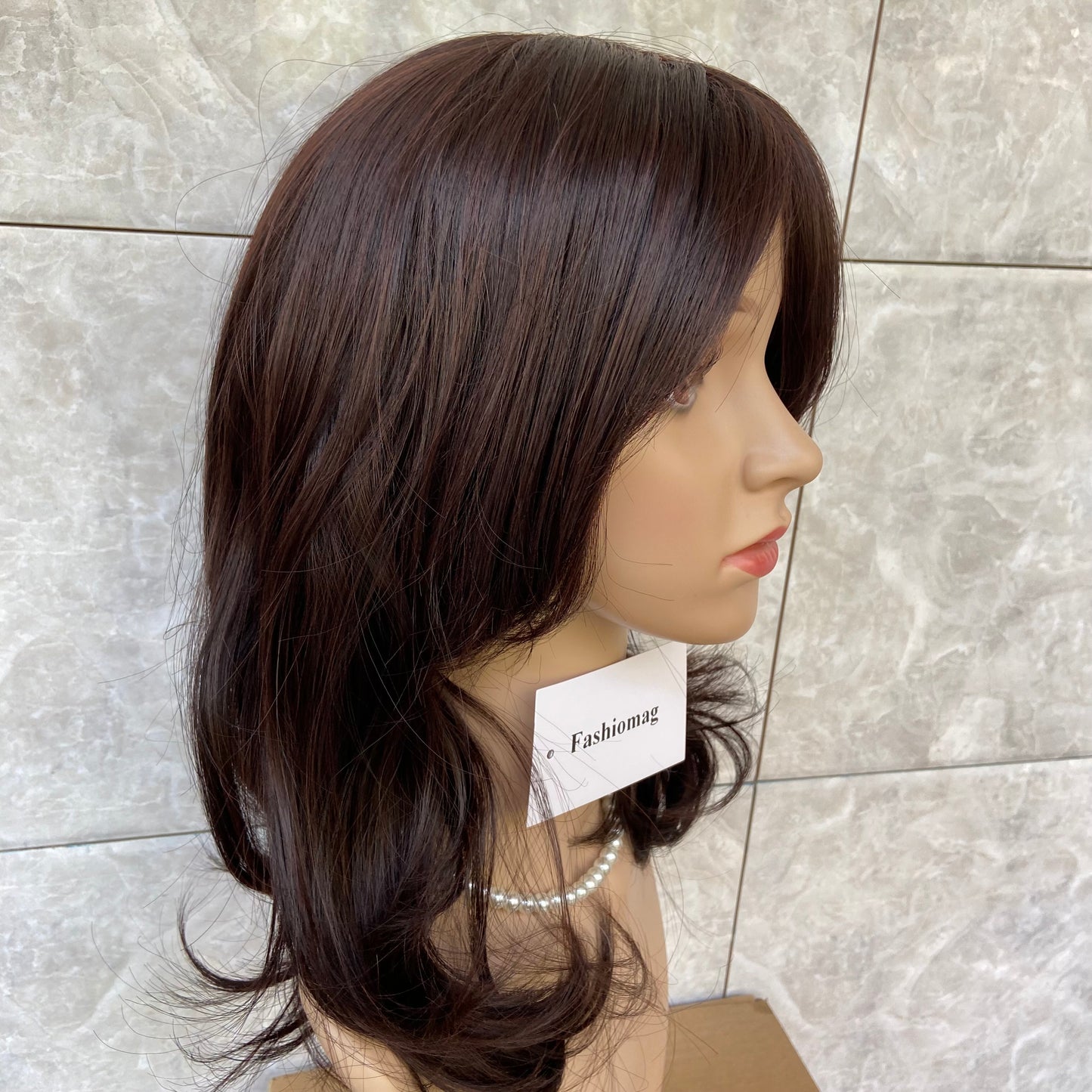 Medium Wavy Black Brown Layered Cut Synthetic Hair Capless Wig Women Natural