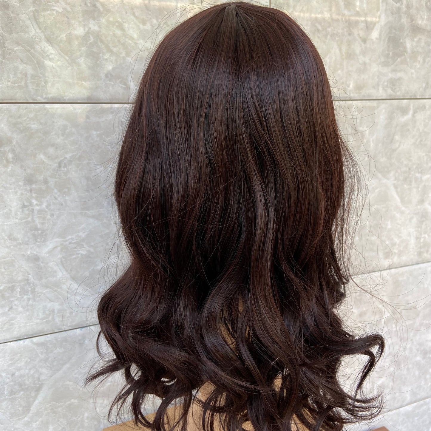 Medium Wavy Black Brown Layered Cut Synthetic Hair Capless Wig Women Natural