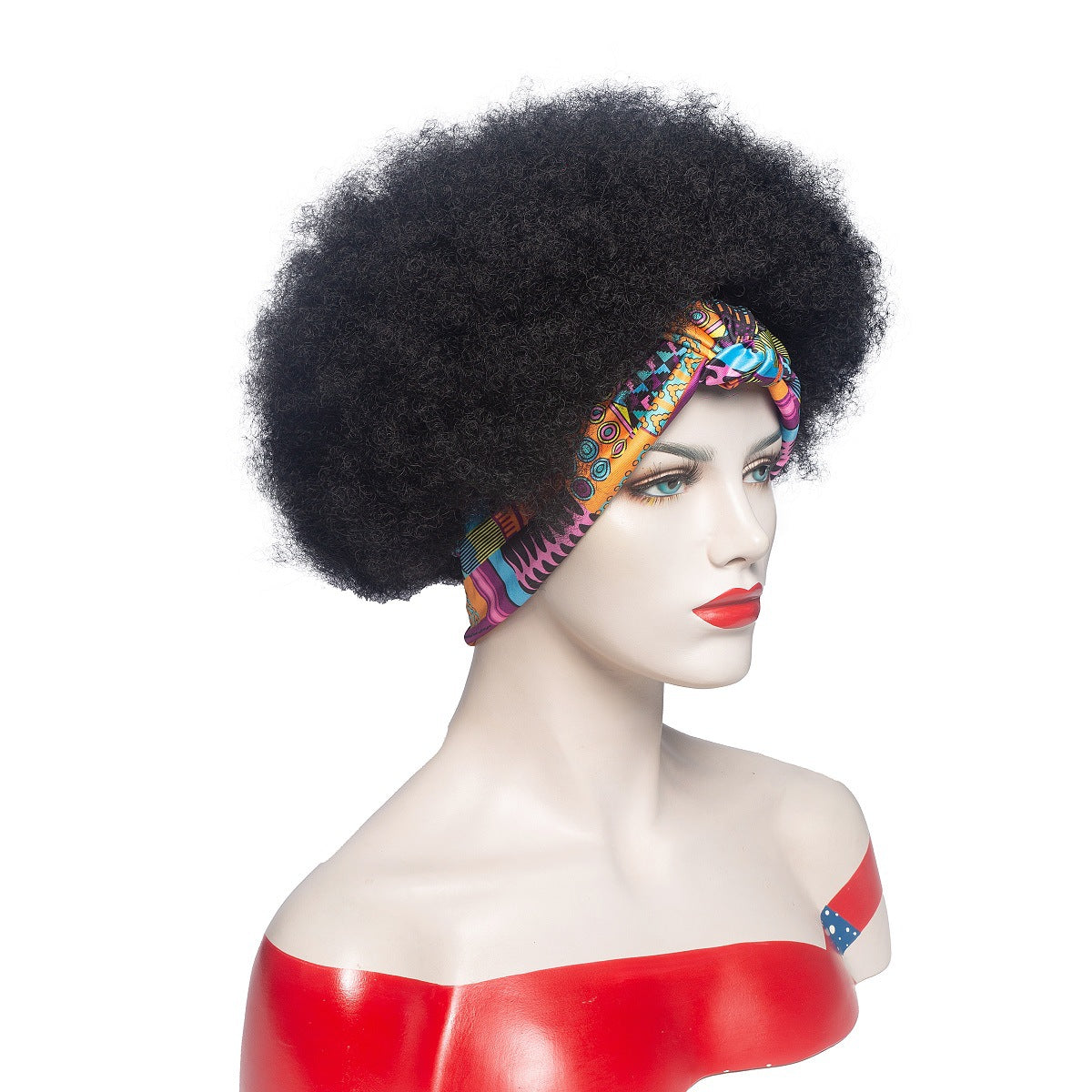 Short Afro Fluffy Curly Synthetic Hair Wigs Handband Women