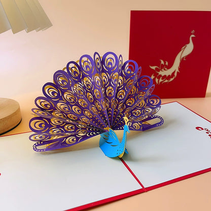 Sparkling Peacock 3D Three Dimensional Greeting Card Creative Birthday Greeting Card