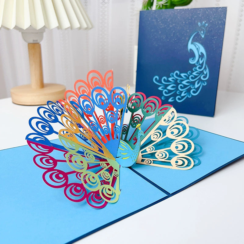 Sparkling Peacock 3D Three Dimensional Greeting Card Creative Birthday Greeting Card