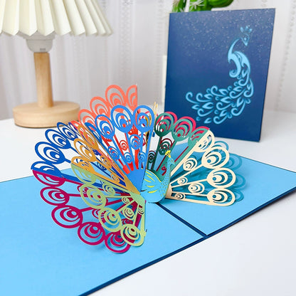 Sparkling Peacock 3D Three Dimensional Greeting Card Creative Birthday Greeting Card