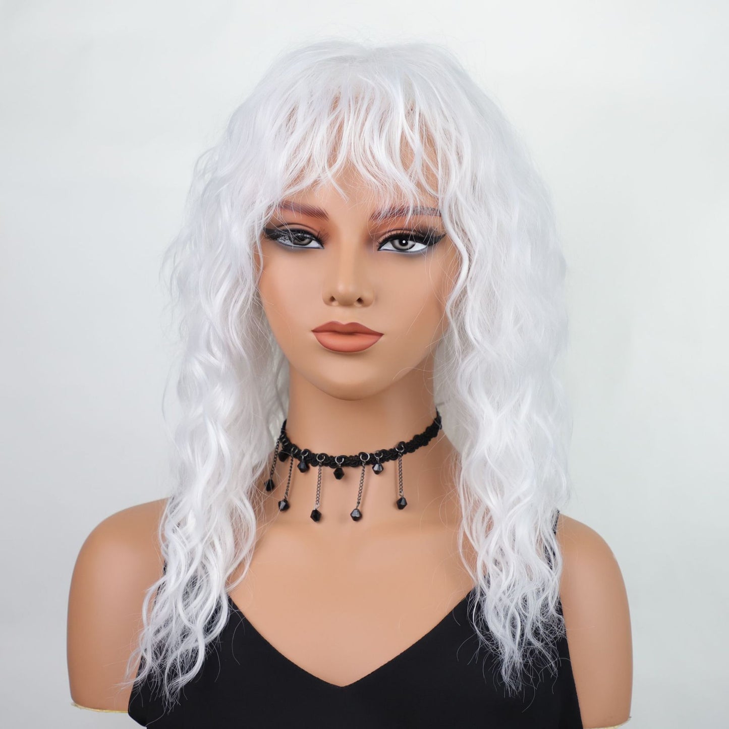 Fashiom Medium Wavy Synthetic Hair Wigs With Bangs Women Natural