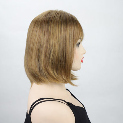 Short Bob Light Brown Synthetic Hair Wigs With Bangs