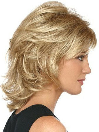 Short Fluffy Blonde Mix Synthetic Hair Wigs Women Soft