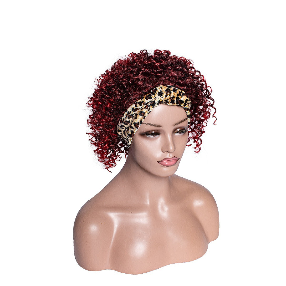 Short Afro Fluffy Curly Synthetic Hair Wigs Handband Women