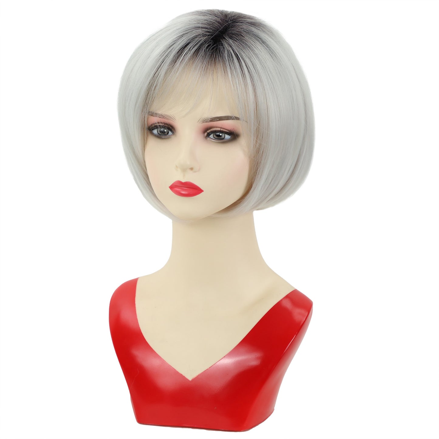 Short Bob Light Gold Blonde Mix Synthetic Hair Wigs Women Soft