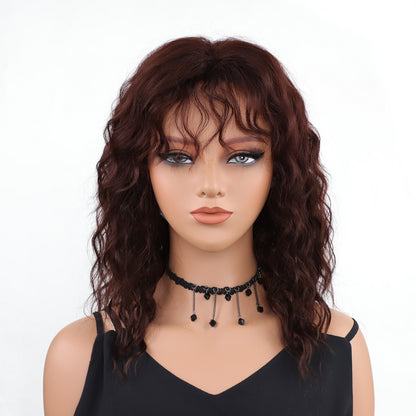 Fashiom Medium Wavy Synthetic Hair Wigs With Bangs Women Natural