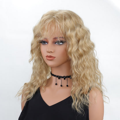 Fashiom Medium Wavy Synthetic Hair Wigs With Bangs Women Natural