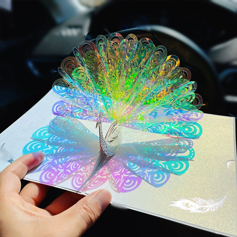 Sparkling Peacock 3D Three Dimensional Greeting Card Creative Birthday Greeting Card