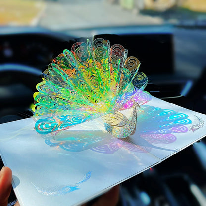 Sparkling Peacock 3D Three Dimensional Greeting Card Creative Birthday Greeting Card