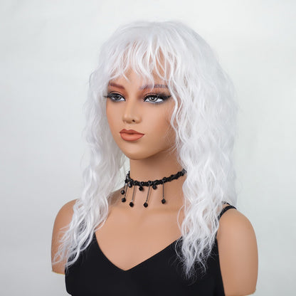 Fashiom Medium Wavy Synthetic Hair Wigs With Bangs Women Natural