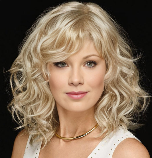 Platinum Blonde Mix Curly Wavy Synthetic Hair Wigs