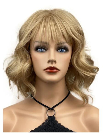 Chin Length Wavy Blonde Synthetic Hair Wigs