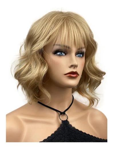 Chin Length Wavy Blonde Synthetic Hair Wigs