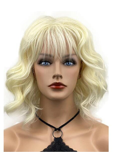 Chin Length Wavy Blonde Synthetic Hair Wigs