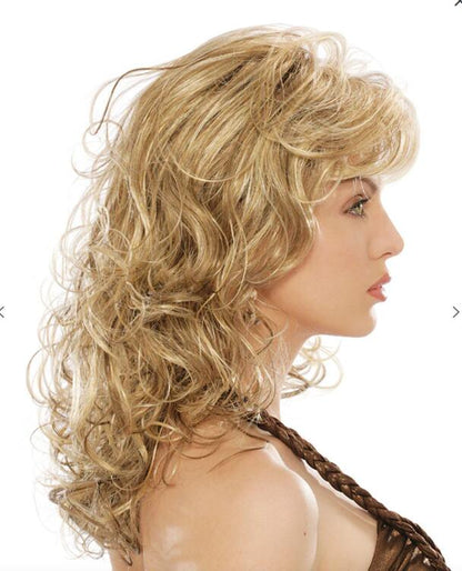 Women Long Fluffy Curly Dark Root Synthetic Hair Wigs