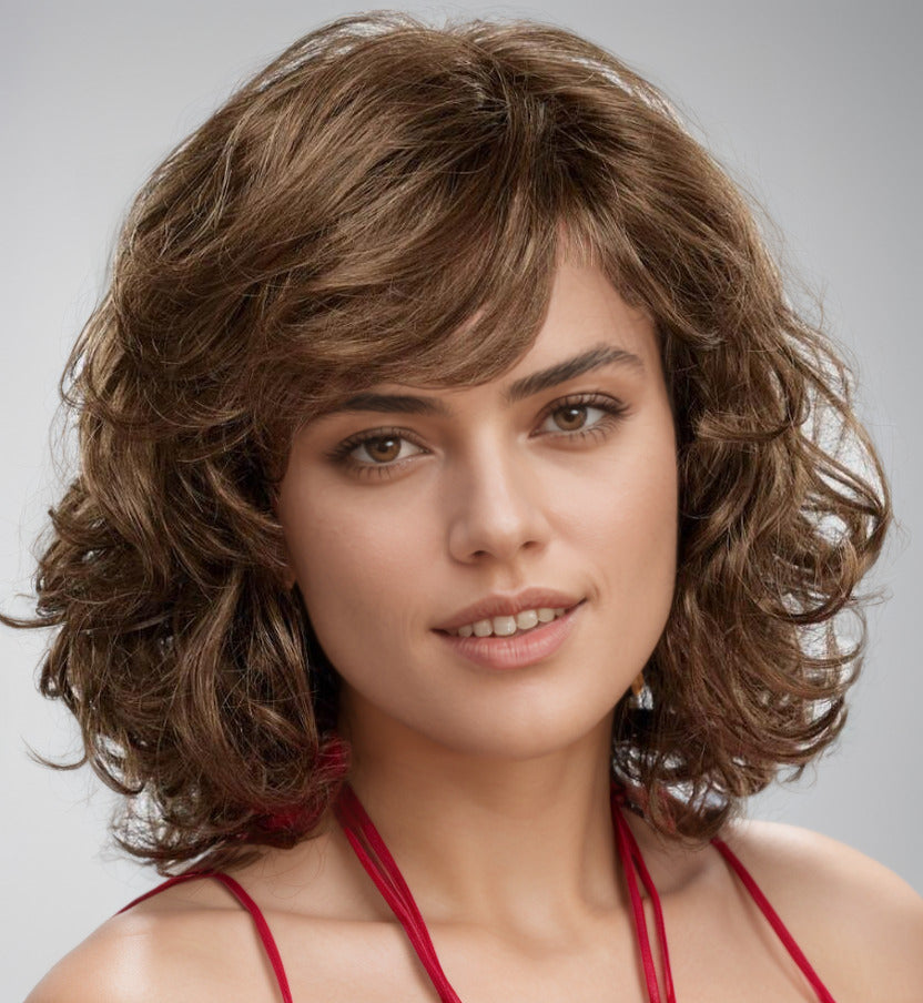 Brown Chic Curly Wavy Synthetic Hair Wigs