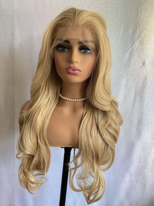 26 Inch Long Wavy Blonde Mix  #27/613 Waved Full Lace Front Wigs