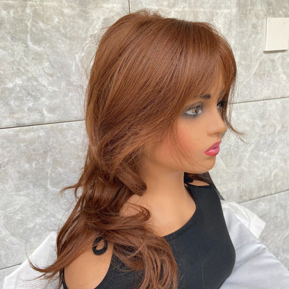 Long Fluffy Wavy Auburn Synthetic Hair Wigs Women Natural