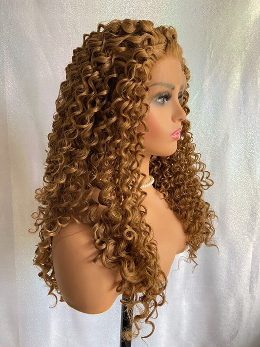 Long Curly Brown Mix Full Lace Front Wig #26