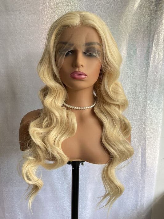 24 Inch Long Blonde #613  Waved Full Lace Front Wigs