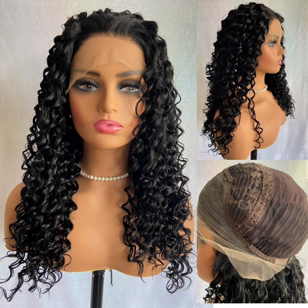 Afro Long Kinky Curly Black Lace Front Wigs 26 Inches